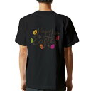 tシャツ メンズ 半袖 バックプリント ブラック デザイン XS S M L XL 2XL ティーシャツ T shirt 015315 イースター たまご うさぎ ケーキ パステル