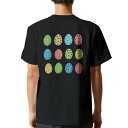 tシャツ メンズ 半袖 バックプリント ブラック デザイン XS S M L XL 2XL ティーシャツ T shirt 015392 イースター たまご とり うさぎ パステル