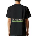 tシャツ メンズ 半袖 バックプリント ブラック デザイン XS S M L XL 2XL ティーシャツ T shirt 015398 チューリップ 花 ピンク