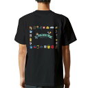 tシャツ メンズ 半袖 バックプリント ブラック デザイン XS S M L XL 2XL ティーシャツ T shirt 015408 ランドセル 入学式 カラフル