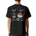 tシャツ メンズ 半袖 バックプリント ブラック デザイン XS S M L XL 2XL ティーシャツ T shirt 015497 クリスマス ケーキ リース プレゼント