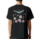 tシャツ メンズ 半袖 バックプリント ブラック デザイン XS S M L XL 2XL ティーシャツ T shirt 015508 母の日 カーネーション バラ プレゼント