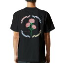 tシャツ メンズ 半袖 バックプリント ブラック デザイン XS S M L XL 2XL ティーシャツ T shirt 015511 カーネーション バラ ピ...