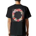 tシャツ メンズ 半袖 バックプリント ブラック デザイン XS S M L XL 2XL ティーシャツ T shirt 015512 カーネーション バラ ピンク 花 植物
