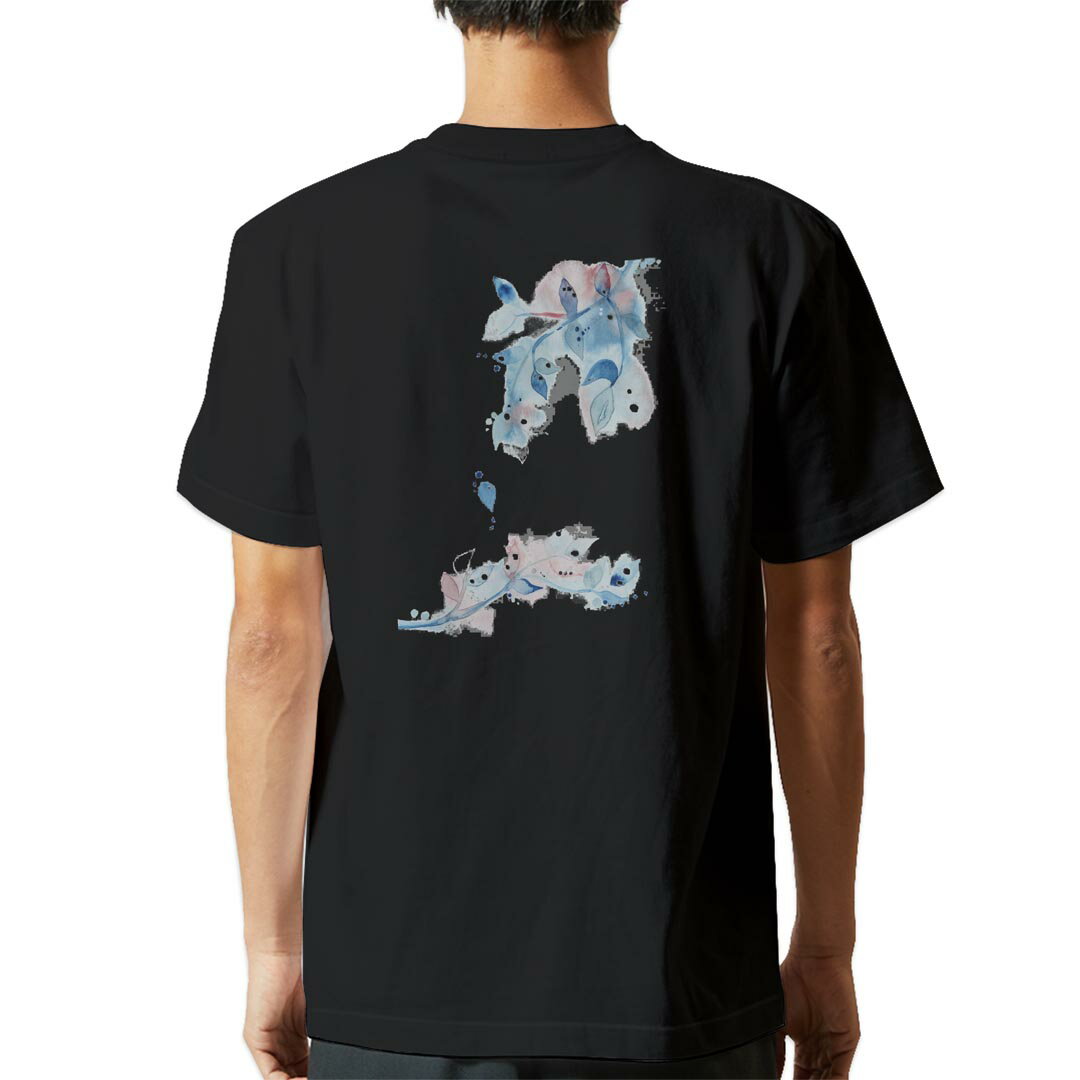 其它 - tシャツ メンズ 半袖 バックプリント ブラック デザイン XS S M L XL 2XL ティーシャツ T shirt 015597 草　水彩　やわらか