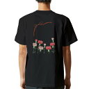 tシャツ メンズ 半袖 バックプリント ブラック デザイン XS S M L XL 2XL ティーシャツ T shirt 015845 カーネーション プレゼント ピンク
