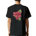tシャツ メンズ 半袖 バックプリント ブラック デザイン XS S M L XL 2XL ティーシャツ T shirt 015866 ポインセチア クリスマス 植物(4)