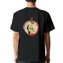 tシャツ メンズ 半袖 バックプリント ブラック デザイン XS S M L XL 2XL ティーシャツ T shirt 017535 リンゴ りんご Apple(4)