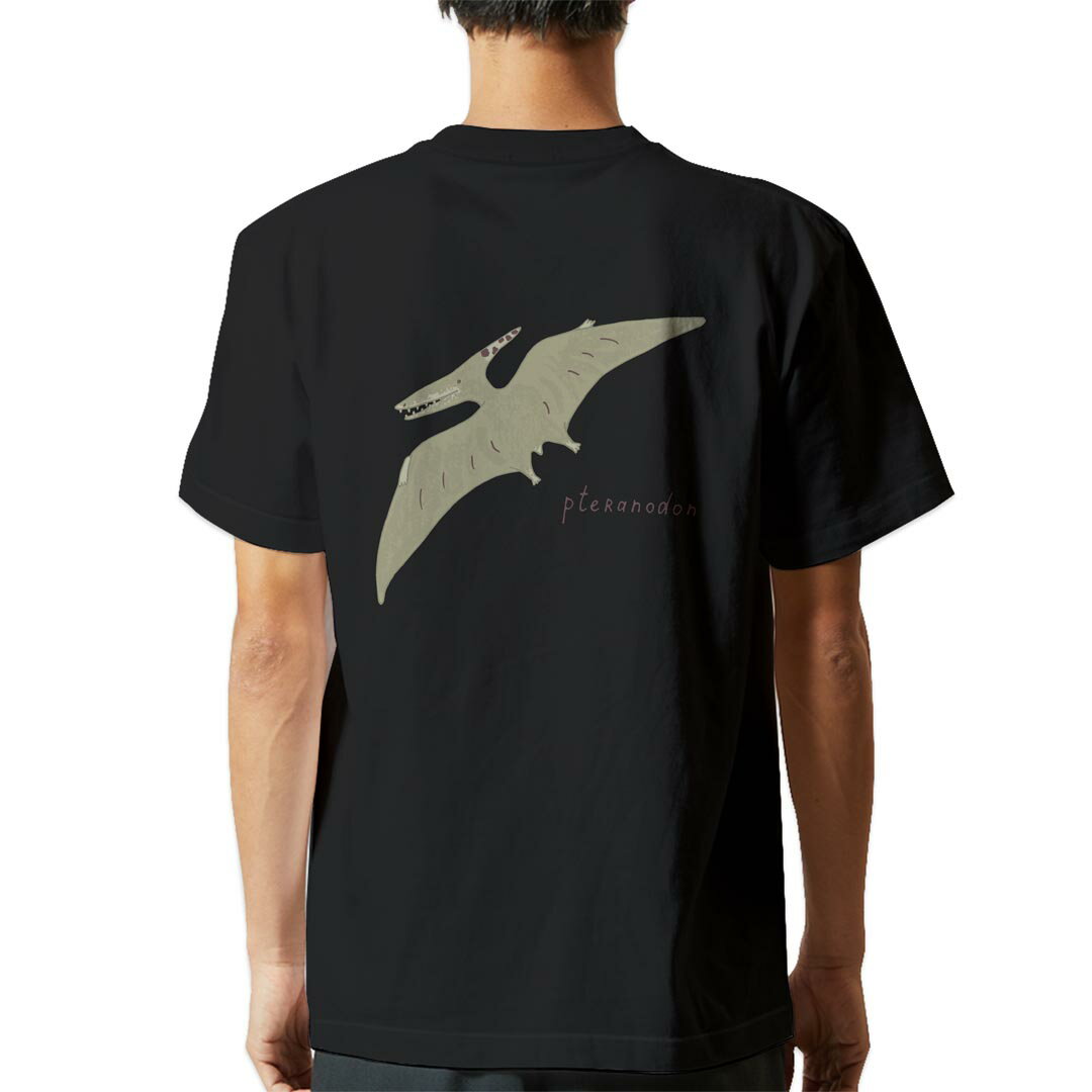 Rakuten - tシャツ メンズ 半袖 バックプリント ブラック デザイン XS S M L XL 2XL ティーシャツ T shirt 017563 ダイナソー　恐竜　Dinosaur　プテラノドン