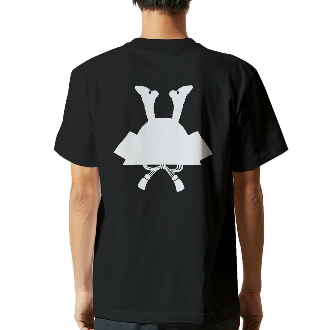 tシャツ メンズ 半袖 バックプリント ブラック デザイン XS S M L XL 2XL ティーシャツ T shirt 017681 カブト かっこいい 兜