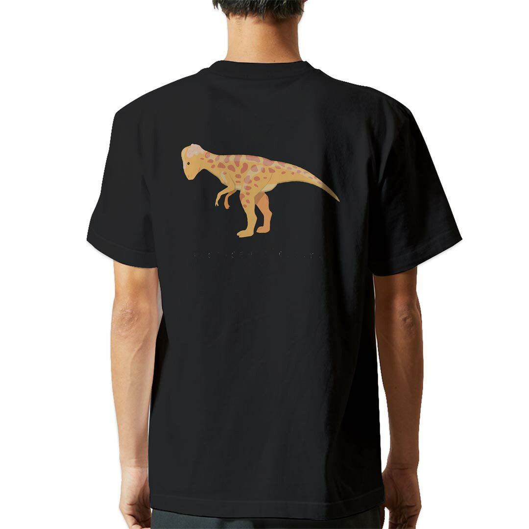 tシャツ メンズ 半袖 バックプリント ブラック デザイン XS S M L XL 2XL ティーシャツ T shirt 017690 パキケファロサウルス saurus 恐竜