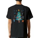 tシャツ メンズ 半袖 バックプリント ブラック デザイン XS S M L XL 2XL ティーシャツ T shirt 017779 クリスマスツリー かわいい