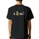 tシャツ メンズ 半袖 バックプリント ブラック デザイン XS S M L XL 2XL ティーシャツ T shirt 017812 スイカ パイナップル ジュース