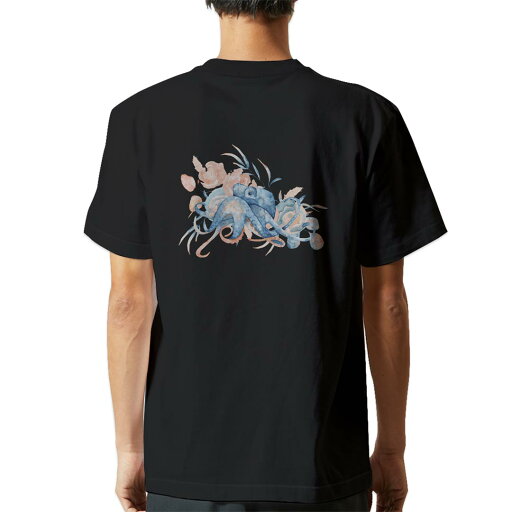 tシャツ メンズ 半袖 バックプリント ブラック デザイン XS S M L XL 2XL ティーシャツ T shirt 017852 Underwater タコ 海の中 tシャツ メンズ 半袖 バックプリント ブラック デザイン XS S M L XL 2XL ティーシャツ T shirt 017852 Underwater タコ 海の中