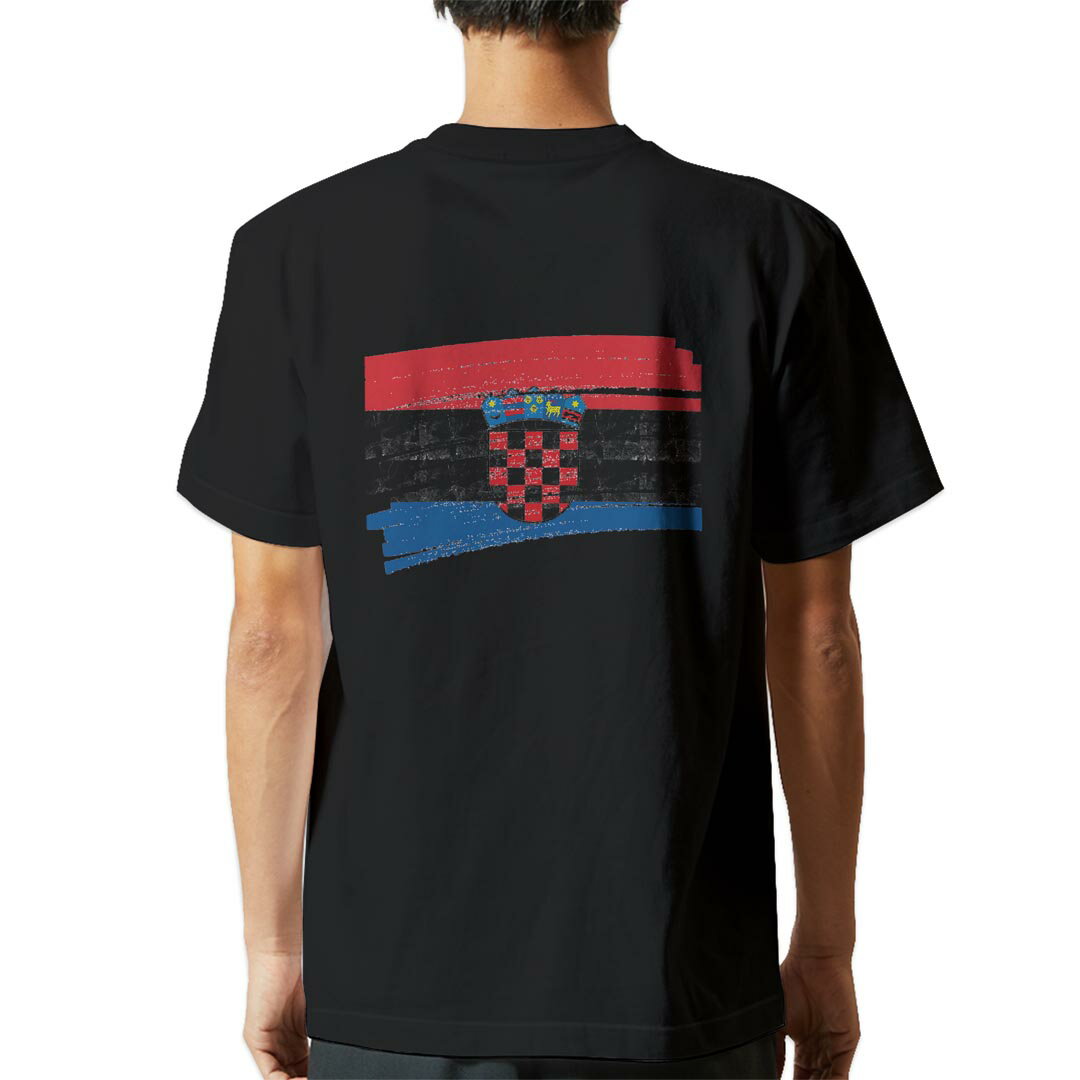 tシャツ メンズ 半袖 バックプリント ブラック デザイン XS S M L XL 2XL ティーシャツ T shirt 018425 croatia クロアチア