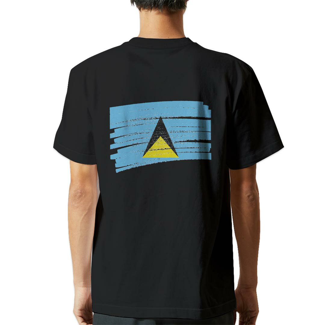 Original - tシャツ メンズ 半袖 バックプリント ブラック デザイン XS S M L XL 2XL ティーシャツ T shirt 018546 saint-lucia セントルシア