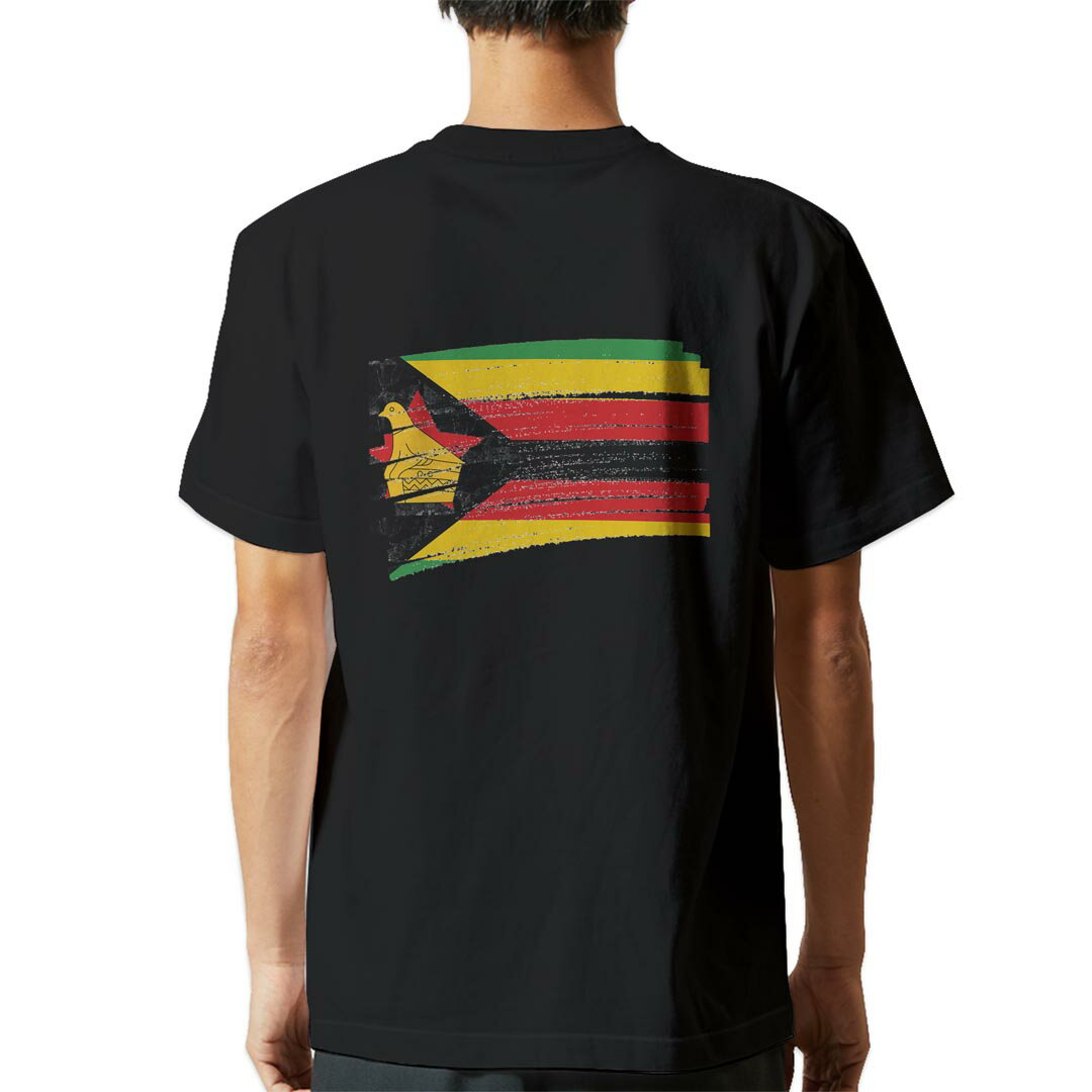 tシャツ メンズ 半袖 バックプリント ブラック デザイン XS S M L XL 2XL ティーシャツ T shirt 018606 zimbabwe ジンバブエ