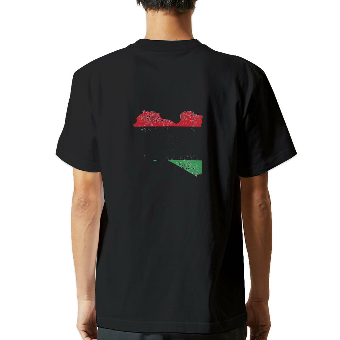 tシャツ メンズ 半袖 バックプリント ブラック デザイン XS S M L XL 2XL ティーシャツ T shirt 018872 libya リビア