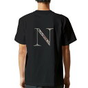 tシャツ メンズ 半袖 バックプリント ブラック デザイン XS S M L XL 2XL ティーシャツ T shirt 019257 文字 n アルファベット