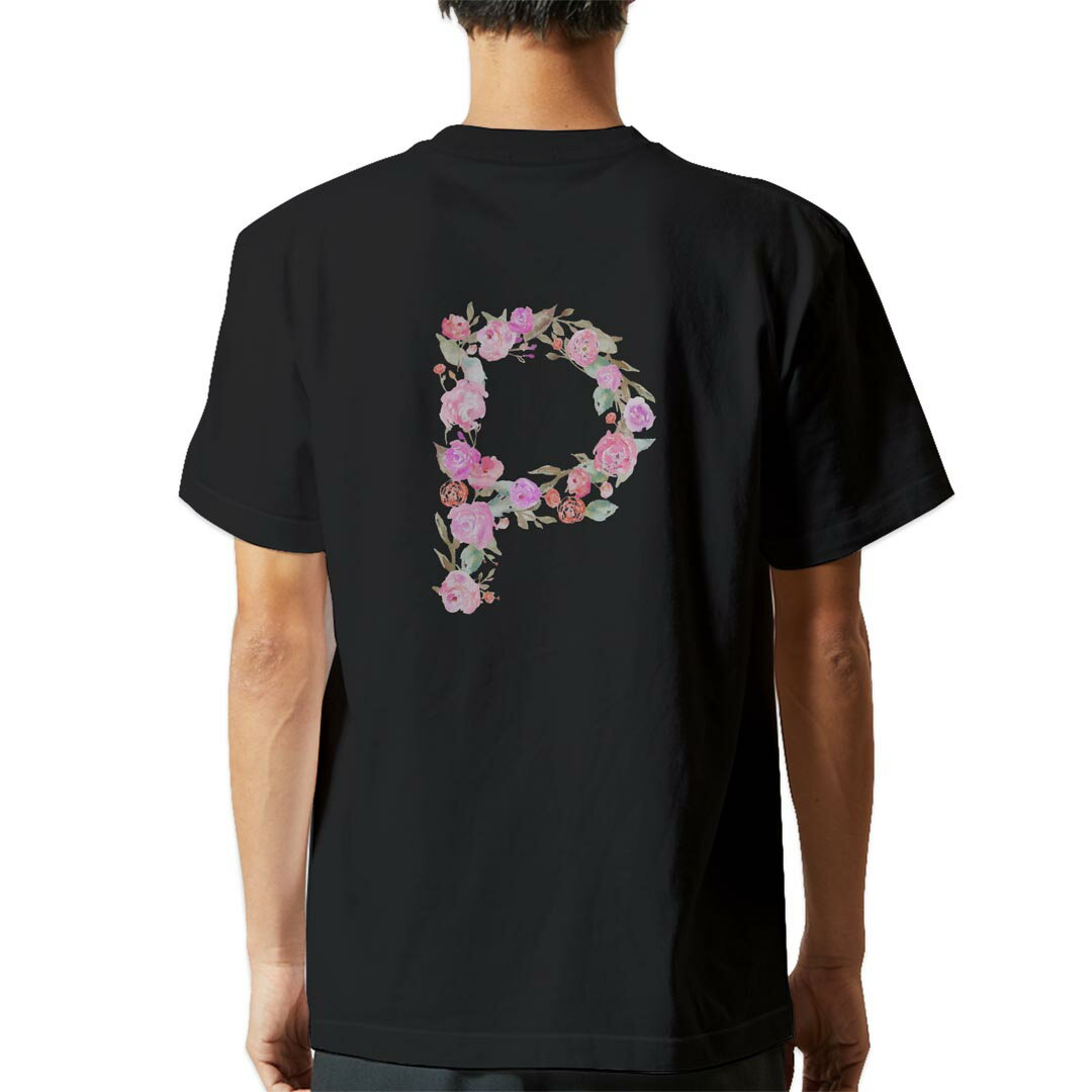 tシャツ メンズ 半袖 バックプリント ブラック デザイン XS S M L XL 2XL ティーシャツ T shirt 019502 文字 p アルファベット