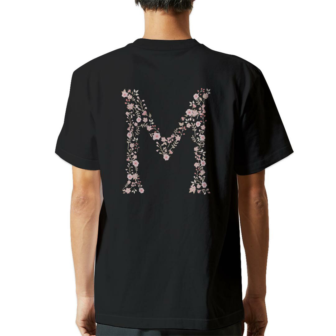 tシャツ メンズ 半袖 バックプリント ブラック デザイン XS S M L XL 2XL ティーシャツ T shirt 019573 文字 m アルファベット