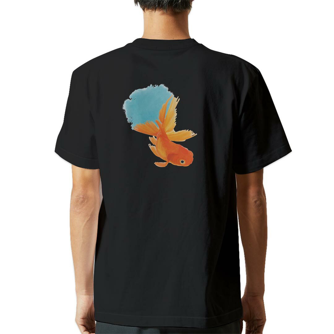 Rakuten - tシャツ メンズ 半袖 バックプリント ブラック デザイン XS S M L XL 2XL ティーシャツ T shirt 019752 金魚 Goldfish 魚