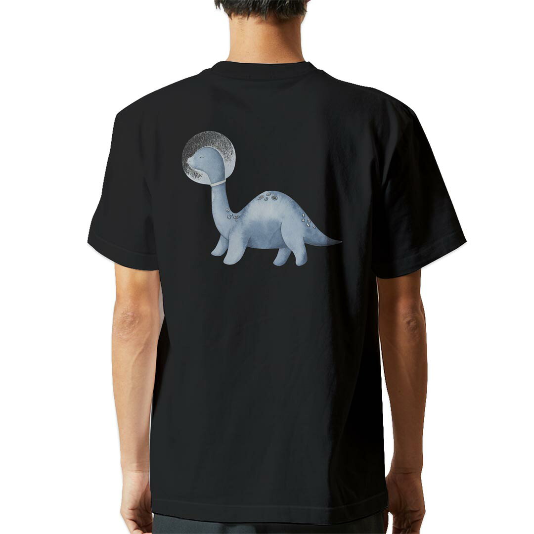 tシャツ メンズ 半袖 バックプリント ブラック デザイン XS S M L XL 2XL ティーシャツ T shirt 019838 宇宙 恐竜 dinosaur