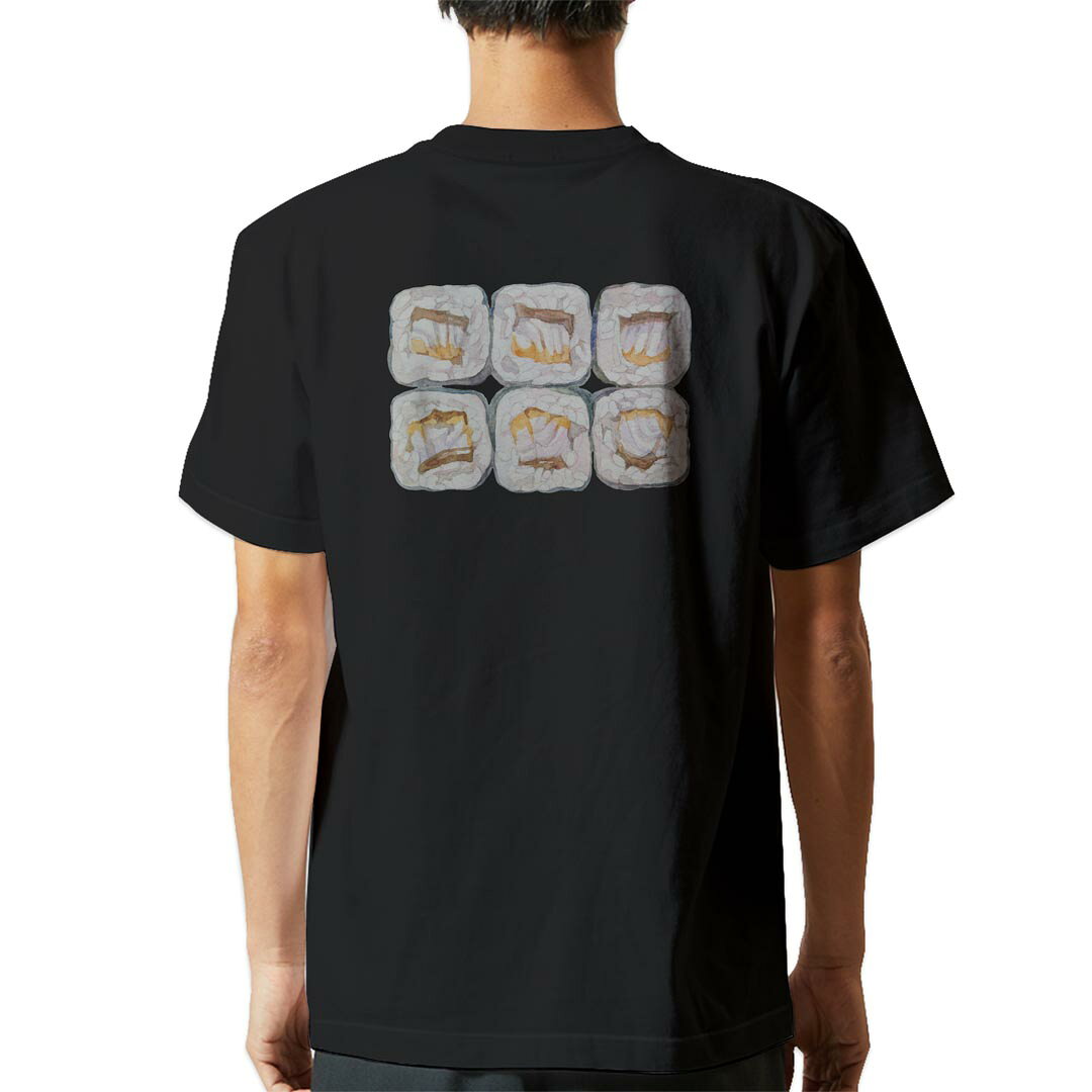 tシャツ メンズ 半袖 バックプリント ブラック デザイン XS S M L XL 2XL ティーシャツ T shirt 019873 お寿司 Sushi ご飯