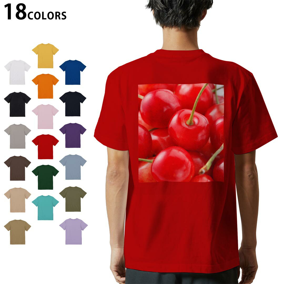 選べる18カラー Tシャツ メンズ 半袖 ホワイト グレー デザイン S M L XL 2XL 3XL Tシャツ ティーシャツ T shirt 001597 さくらんぼ 果実