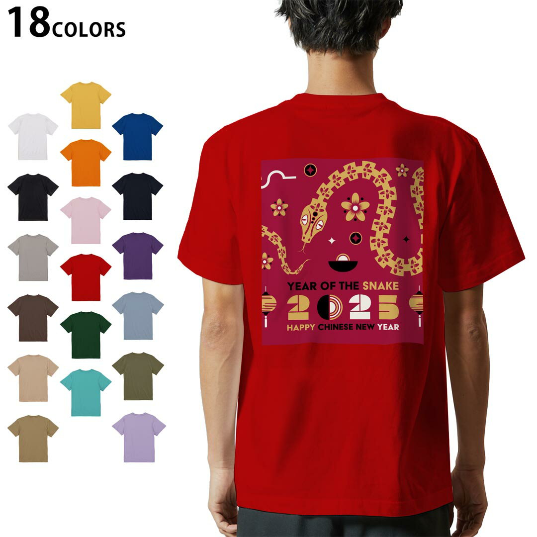 選べる18カラー Tシャツ メンズ 半袖 ホワイト グレー デザイン S M L XL 2XL 3XL Tシャツ ティーシャツ T shirt 035638 お正月 新年 newyear 巳年