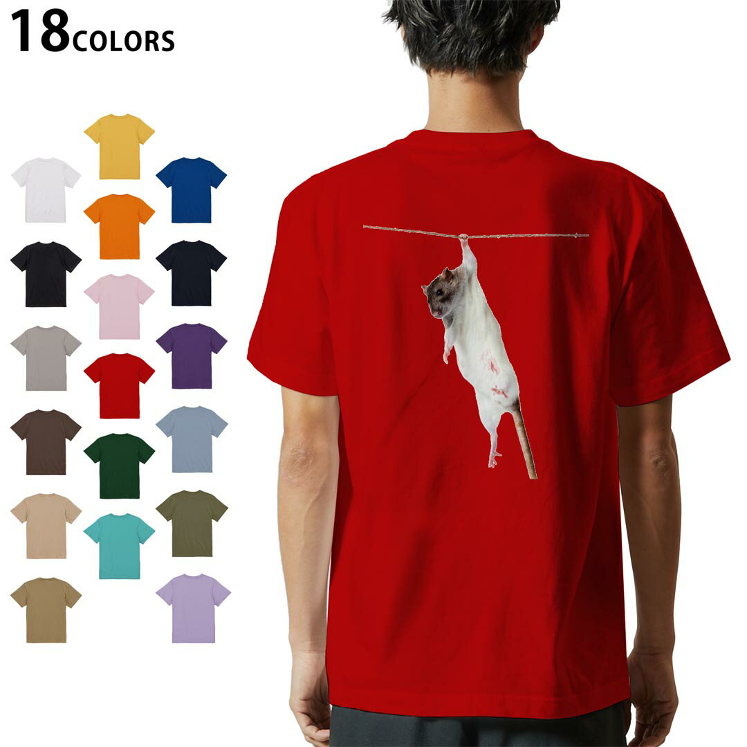選べる18カラー Tシャツ メンズ 半袖 ホワイト グレー デザイン S M L XL 2XL 3XL Tシャツ ティーシャツ T shirt 005911 写真 動物 ねずみ