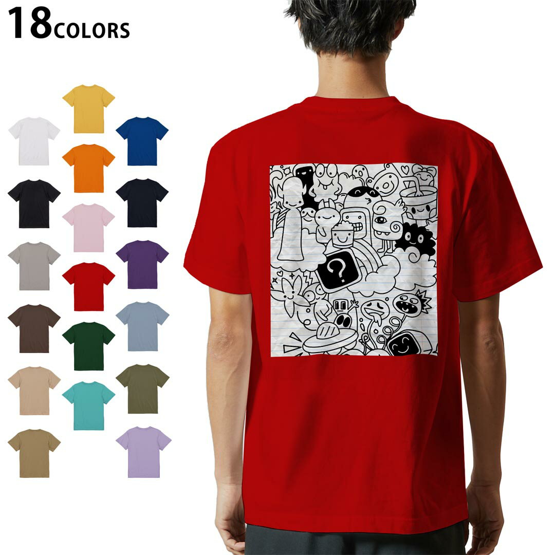 選べる18カラー Tシャツ メンズ 半袖 ホワイト グレー デザイン S M L XL 2XL 3XL Tシャツ ティーシャツ T shirt 016426 ノート 絵 妖怪 モンスター