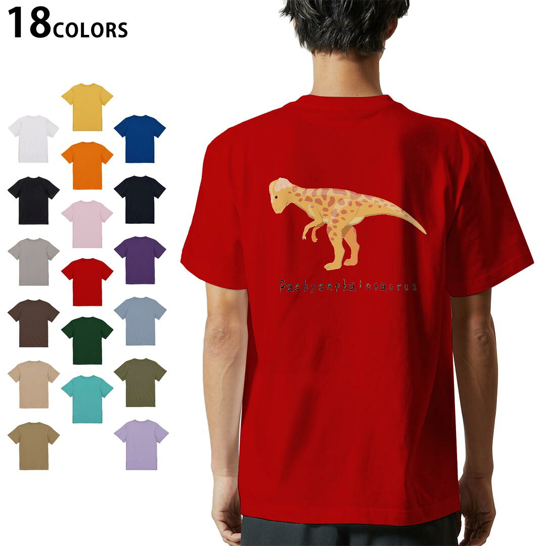 選べる18カラー Tシャツ メンズ 半袖 ホワイト グレー デザイン S M L XL 2XL 3XL Tシャツ ティーシャツ T shirt 017690 パキケファロサウルス saurus 恐竜