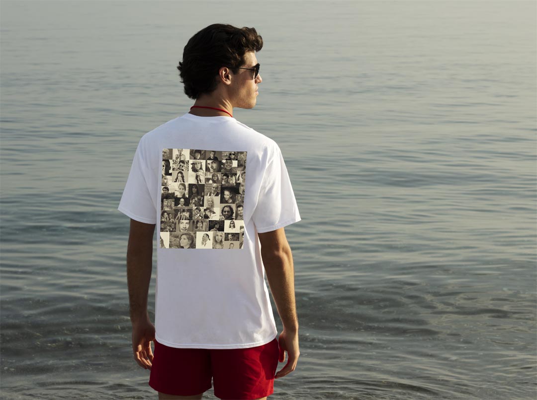 ドライTシャツ バックプリント メンズ 吸水 速乾 DRY 選べる18カラー! 半袖 デザイン 背中 スポーツ ティーシャツ T shirt 023674 人物　写真　セピア