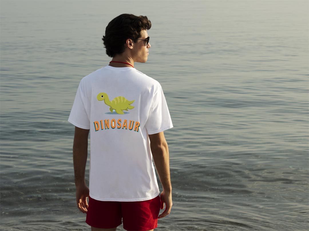 T-Shirt Seco Backprint Hombres Absorbente Rápido Seco DRY 18 colores para elegir! Diseño de medias mangas T-Shirt deportivo de espaldas 017550 Dinosaur Dinosaur — vista 2