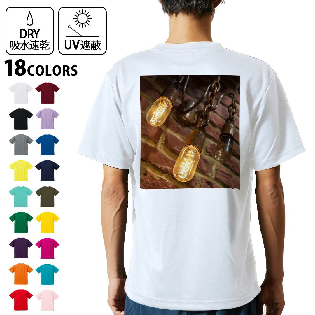 ドライTシャツ バックプリント メンズ 吸水 速乾 DRY 選べる18カラー! 半袖 デザイン 背中 スポーツ テ..