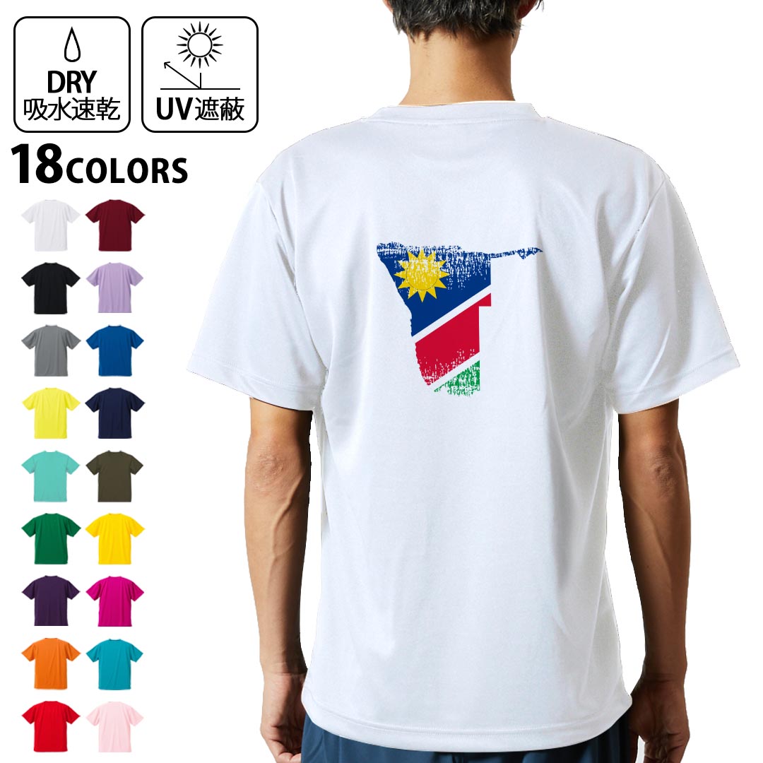 ドライTシャツ バックプリント メンズ 吸水 速乾 DRY 選べる18カラー! 半袖 デザイン 背中 スポーツ ティーシャツ T shirt 018896 namibia ナミビア(4.0)