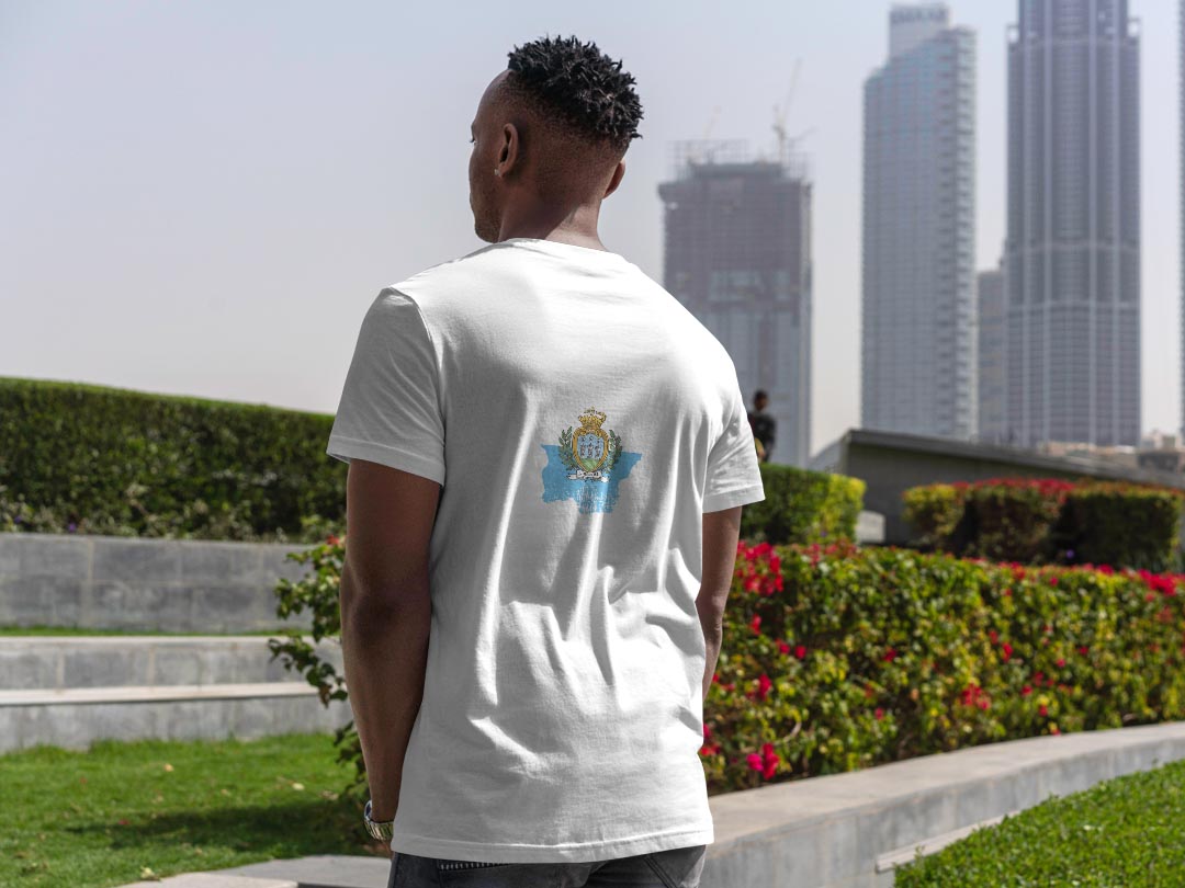 メンズ ドライバックプリントTシャツ ホワイト 半袖 4.1オンス ジム トレーニング スポーツ 運動会 ドライアスレチック UVカット 紫外線遮蔽 吸水速乾 デザイン Tshirt S M L XL 2XL 3XL 4XL 5XL 6XL 018937 san_marino サンマリノ