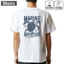 メンズ ドライバックプリントTシャツ ホワイト 半袖 4.1オンス ジム トレーニング スポーツ 運動会 ドライアスレチック UVカット 紫外線遮蔽 吸水速乾 デザイン Tshirt S M L XL 2XL 3XL 4XL 5XL 6XL 032264 亀 マリン