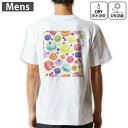 メンズ ドライバックプリントTシャツ ホワイト 半袖 4.1オンス ジム トレーニング スポーツ 運動会 ドライアスレチック UVカット 紫外線遮蔽 吸水速乾 デザイン Tshirt S M L XL 2XL 3XL 4XL 5XL 6XL 009741 デザート マカロン カラフル