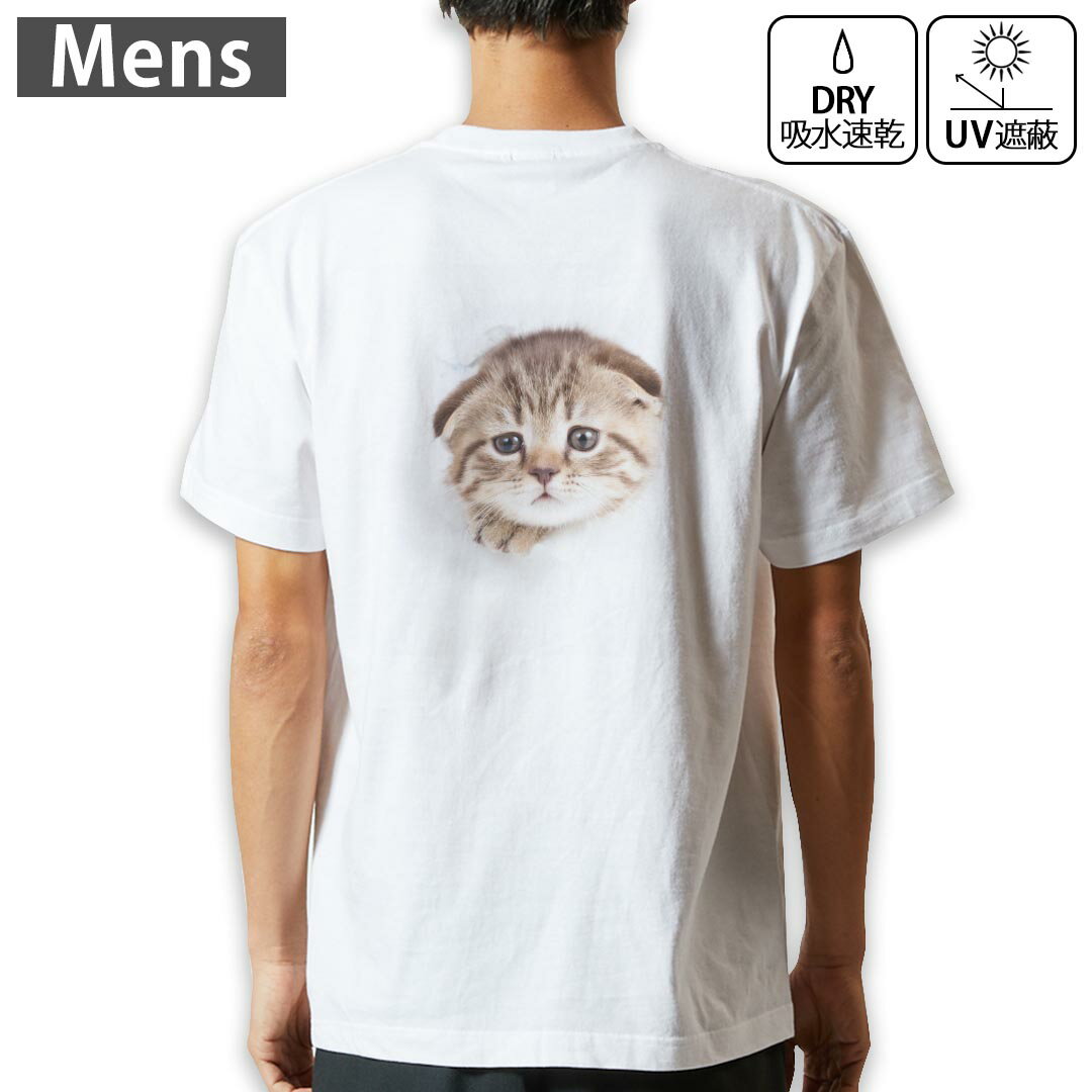 メンズ ドライバックプリントTシャツ ホワイト 半袖 4.1オンス ジム トレーニング スポーツ 運動会 ド..