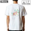 メンズ ドライバックプリントTシャツ ホワイト 半袖 4.1オンス ジム トレーニング スポーツ 運動会 ドライアスレチック UVカット 紫外線遮蔽 吸水速乾 デザイン Tshirt S M L XL 2XL 3XL 4XL 5XL 6XL 013574 花 椿 紅白