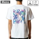 メンズ ドライバックプリントTシャツ ホワイト 半袖 4.1オンス ジム トレーニング スポーツ 運動会 ドライアスレチック UVカット 紫外線遮蔽 吸水速乾 デザイン Tshirt S M L XL 2XL 3XL 4XL 5XL 6XL 014318 リーフ トロピカル ヤシの木(4)