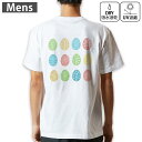 メンズ ドライバックプリントTシャツ ホワイト 半袖 4.1オンス ジム トレーニング スポーツ 運動会 ドライアスレチック UVカット 紫外線遮蔽 吸水速乾 デザイン Tshirt S M L XL 2XL 3XL 4XL 5XL 6XL 015392 イースター たまご とり うさぎ パステル