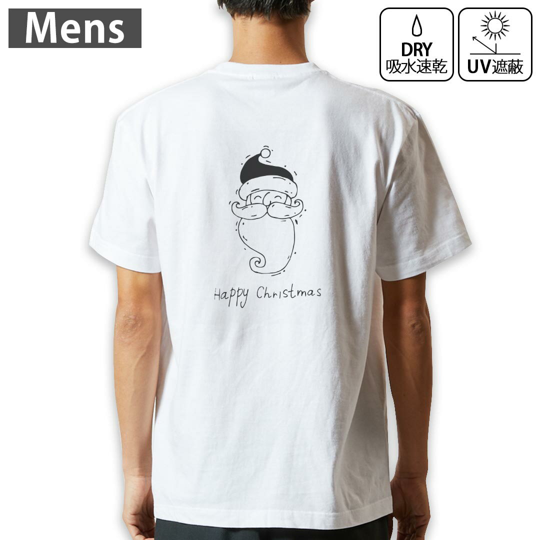 Other - メンズ ドライバックプリントTシャツ ホワイト 半袖 4.1オンス ジム トレーニング スポーツ 運動会 ドライアスレチック UVカット 紫外線遮蔽 吸水速乾 デザイン Tshirt S M L XL 2XL 3XL 4XL 5XL 6XL 015486 クリスマス　サンタクロース