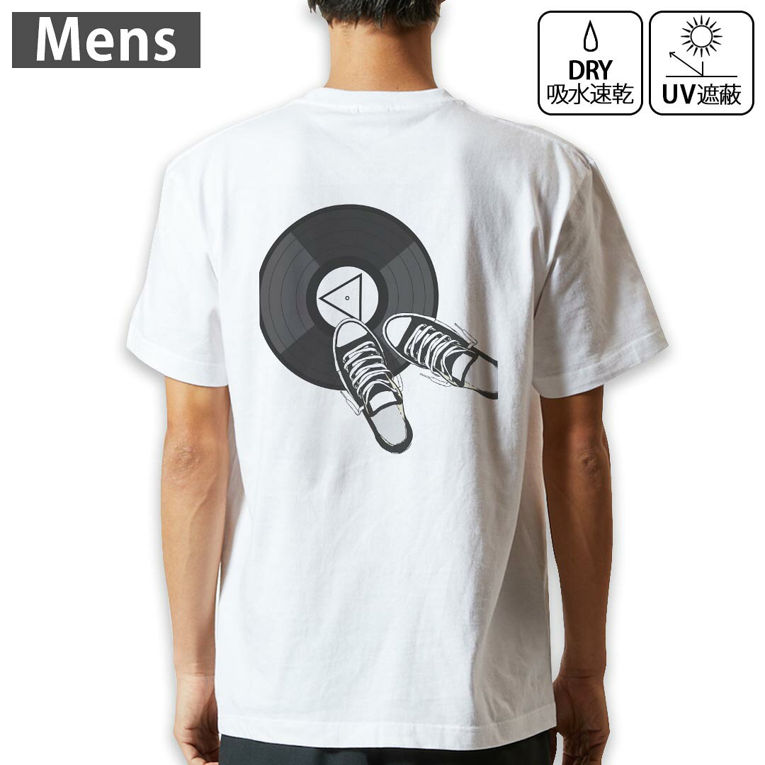 メンズ ドライバックプリントTシャツ ホワイト 半袖 4.1オンス ジム トレーニング スポーツ 運動会 ドライアスレチック UVカット 紫外線遮蔽 吸水速乾 デザイン Tshirt S M L XL 2XL 3XL 4XL 5XL 6XL 015671 靴　CD　モノクロ(4.0)