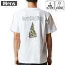 メンズ ドライバックプリントTシャツ ホワイト 半袖 4.1オンス ジム トレーニング スポーツ 運動会 ドライアスレチック UVカット 紫外線遮蔽 吸水速乾 デザイン Tshirt S M L XL 2XL 3XL 4XL 5XL 6XL 017834 クリスマス ツリー 英字