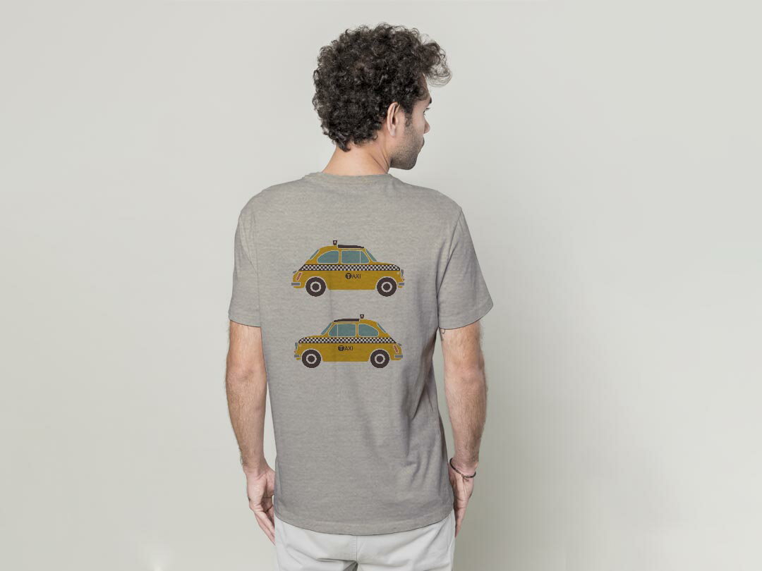 Tシャツ メンズ バックプリント半袖 ホワイト グレー デザイン XS S M L XL 2XL tシャツ ティーシャツ T shirt 011046 車　タクシー　乗り物