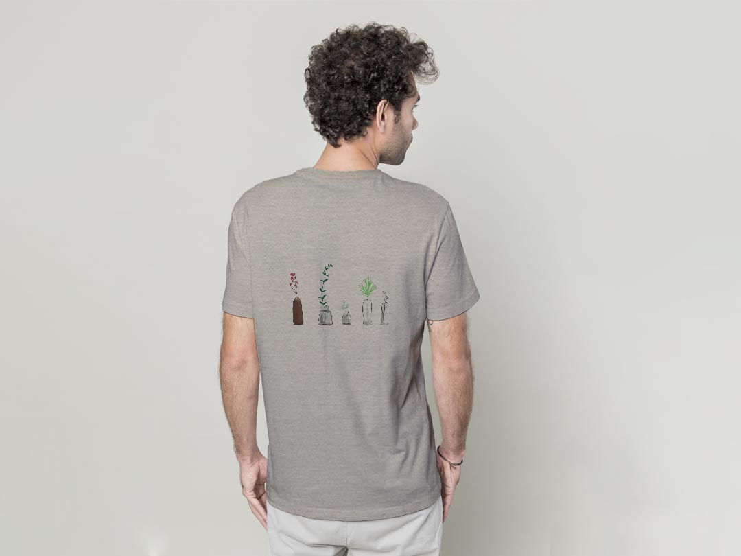 Tシャツ メンズ バックプリント半袖 ホワイト グレー デザイン XS S M L XL 2XL tシャツ ティーシャツ T shirt 016281 植物　草