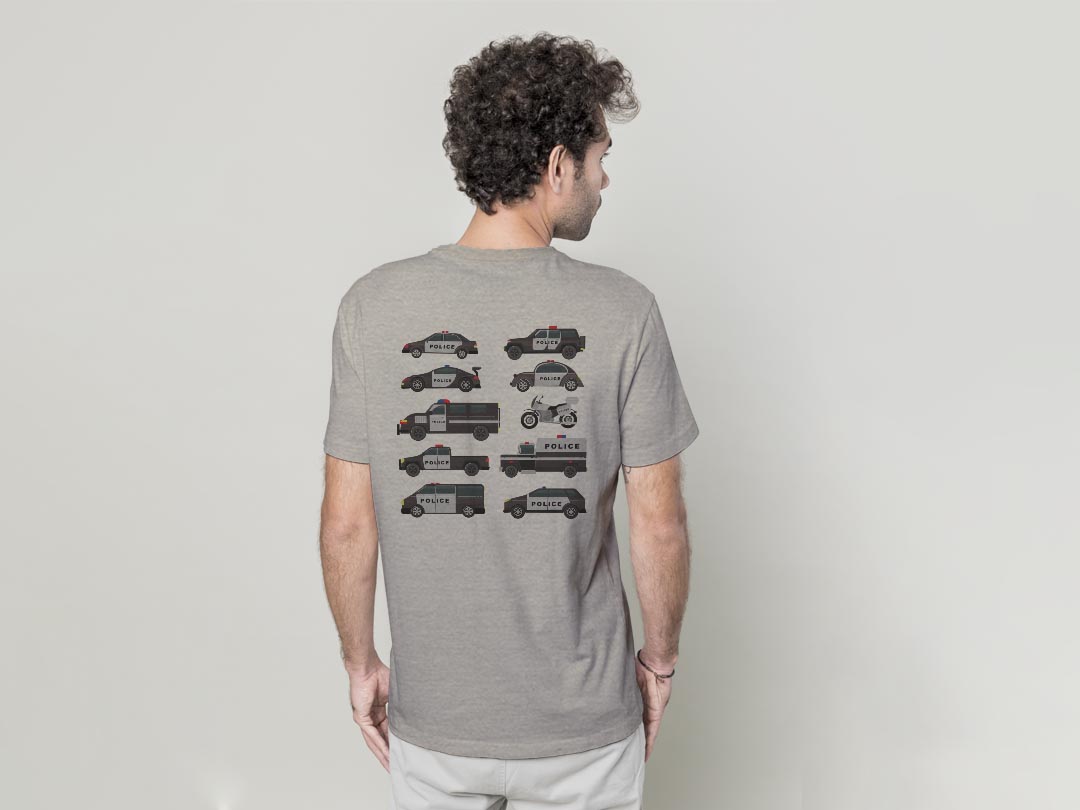 Tシャツ メンズ バックプリント半袖 ホワイト グレー デザイン XS S M L XL 2XL tシャツ ティーシャツ T shirt 019971 アメリカ パトカー